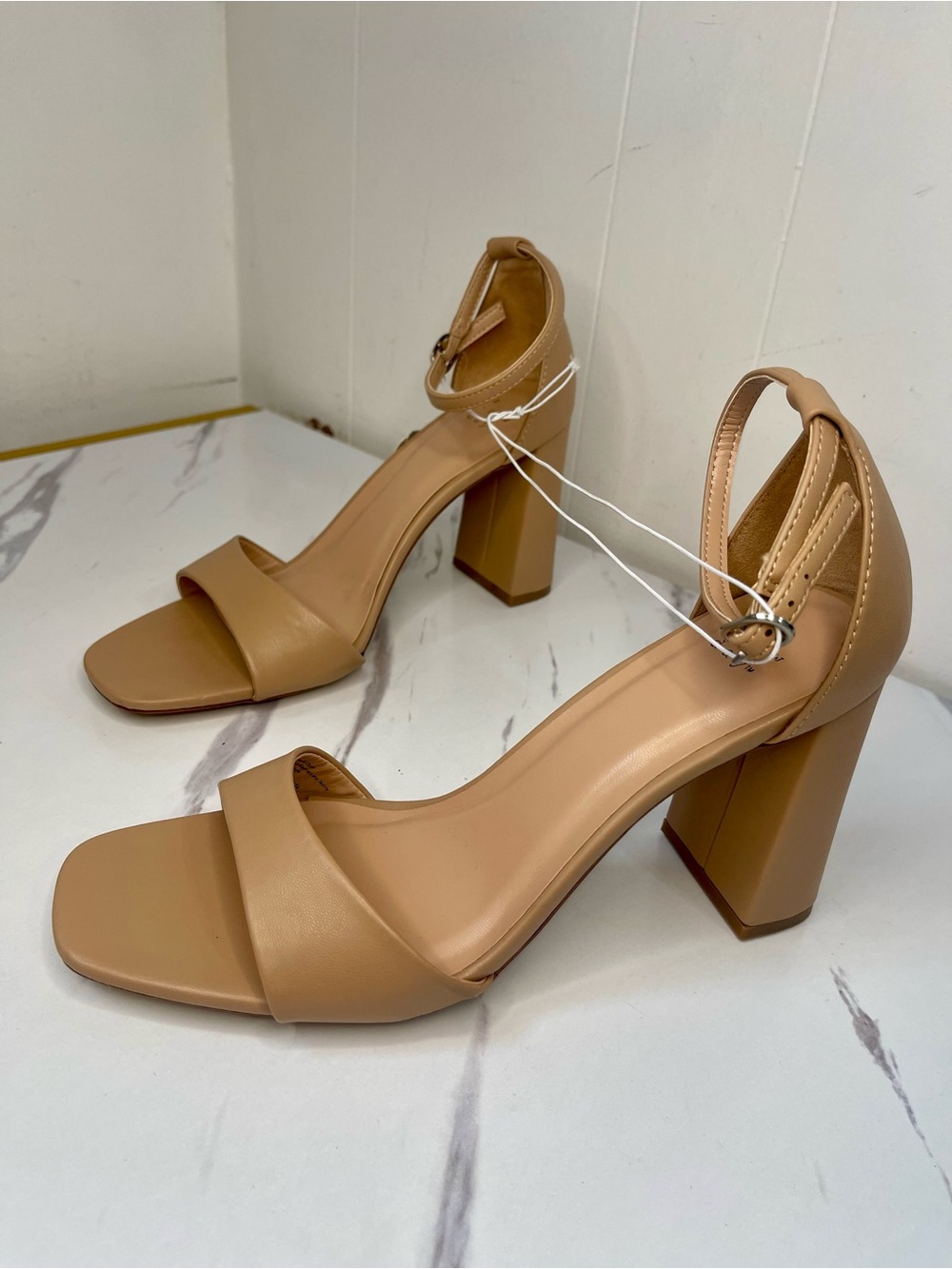 a new day Tan Block Heel Sandals with Ankle Strap Size 10